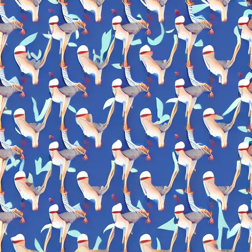 Image similar to fabric pattern of stylized minimalistic cranes