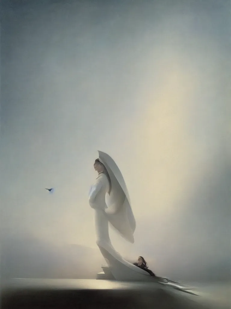 Image similar to minimalist symmetrical futuristic zaha hadid android portrait painting by ivan aivazovsky