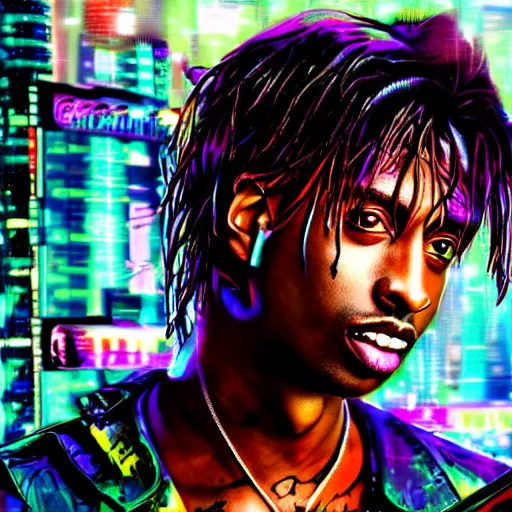 Image similar to playboi carti in cyberpunk style digital art 4 k the detailed super realistic