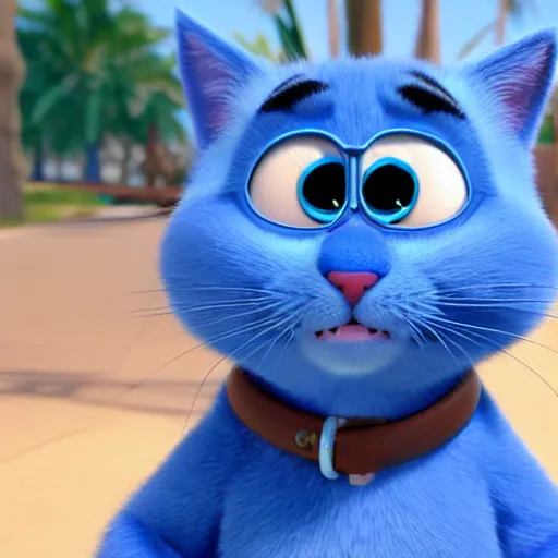 Image similar to a cute blue cat as a pixar disney character from up ( 2 0 0 9 ), unreal engine, octane render, 3 d render, photorealistic