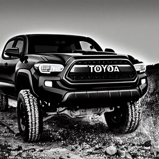 Prompt: “Black and White Illustration of a 2021 Toyota Tacoma TRD Pro”