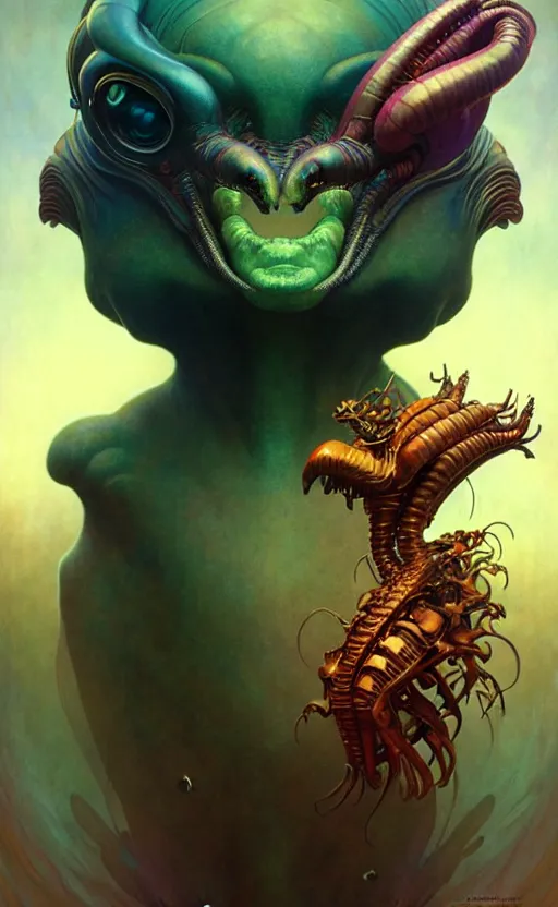 Image similar to exquisite imaginative alien creature poster art, humanoid, colourful, movie art, by lucusfilm, weta studio, tom bagshaw, james jean, frank frazetta alphonso mucha, norman rockwell, giu, moebius, 8 k, denoised