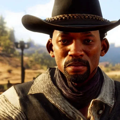 Image similar to Will Smith as a cowboy in Red Dead Redemption 2