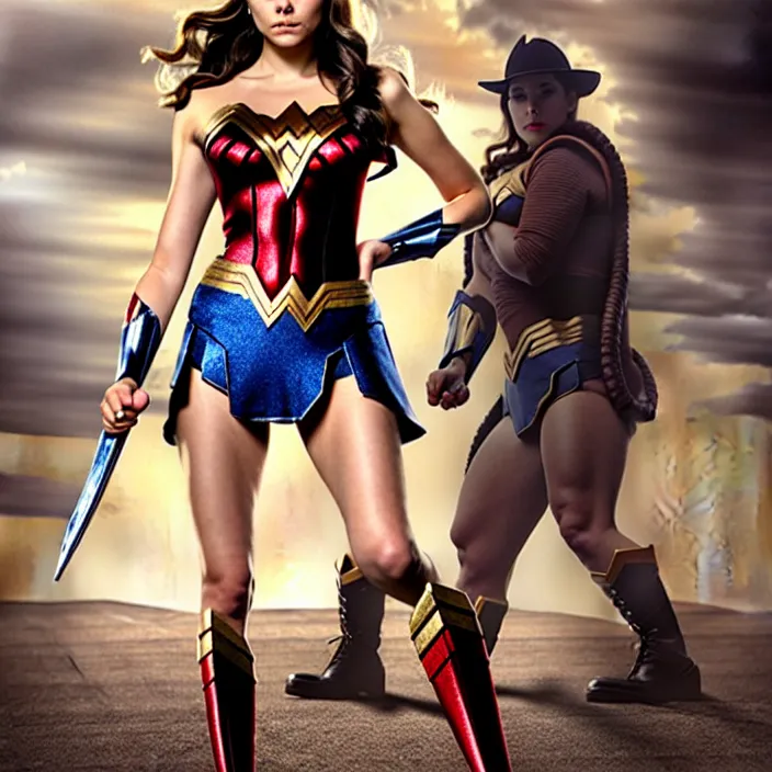 Image similar to professional full body photograph of elizabeth olsen as wonder woman. Extremely detailed. 8k