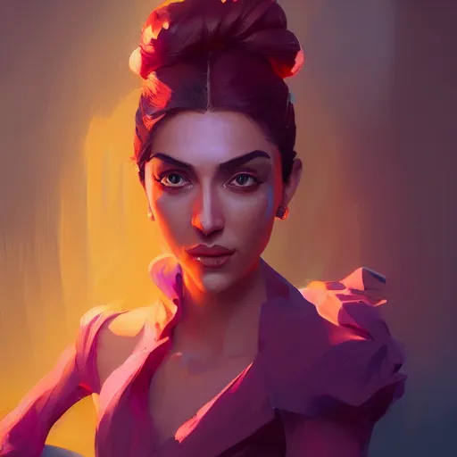 Image similar to portrait of a beautiful woman, maya ali mage, gloomhaven, dynamic lighting, gaudy colors, octane render aesthetic, matte painting concept art, official fanart behance hd artstation by jesper ejsing, by rhads and makoto shinkai and lois van baarle and ilya kuvshinov and rossdraws