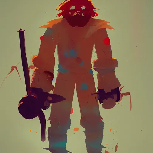 Prompt: grungy redhead 3 0 - something bearded swordsman, by anton fadeev and simon stalenhag, trending on art station