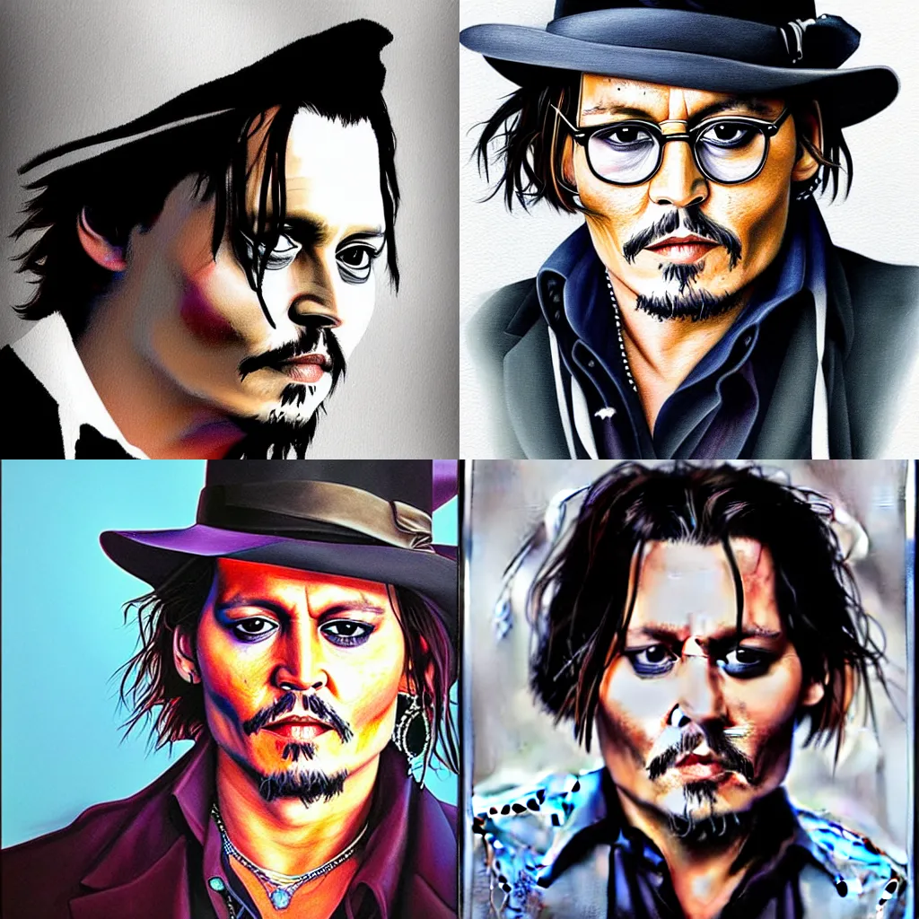 Prompt: a portrait of Johnny Depp by Keane Glen