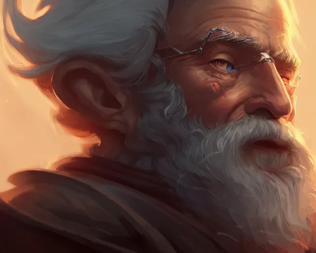 Image similar to old man, deep focus, d & d, fantasy, intricate, elegant, highly detailed, digital painting, artstation, concept art, matte, sharp focus, illustration, hearthstone,