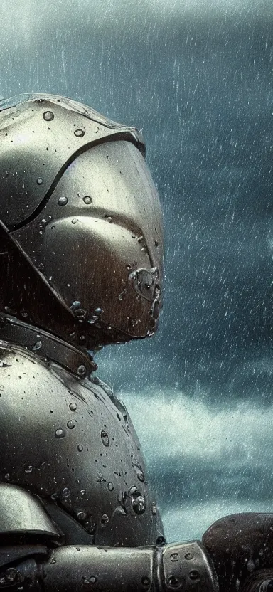 Prompt: suit of armor made of water, water armor, norway fjord, medium close up portrait, hudson river school, max rive, water armor, studio lighting, stormy seas, beautiful, bokeh, snowy, storm clouds, god rays, d & d, fantasy, elegant, low key color palette, concept art, roger deakins and greg rutkowski and alphonse mucha