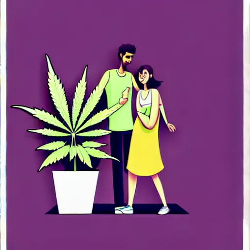 Image similar to couple happy on balcony with marijuana plant. centered median photoshop filter cutout vector behance artgem hd jesper ejsing!