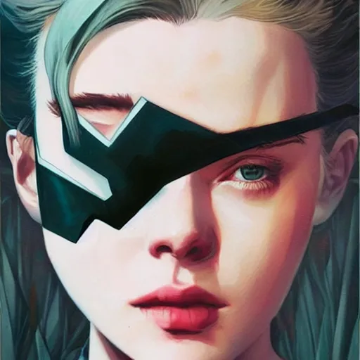 Image similar to Elle Fanning in Metal Gear Solid picture by Sachin Teng, asymmetrical, dark vibes, Realistic Painting , Organic painting, Matte Painting, geometric shapes, hard edges, graffiti, street art:2 by Sachin Teng:4