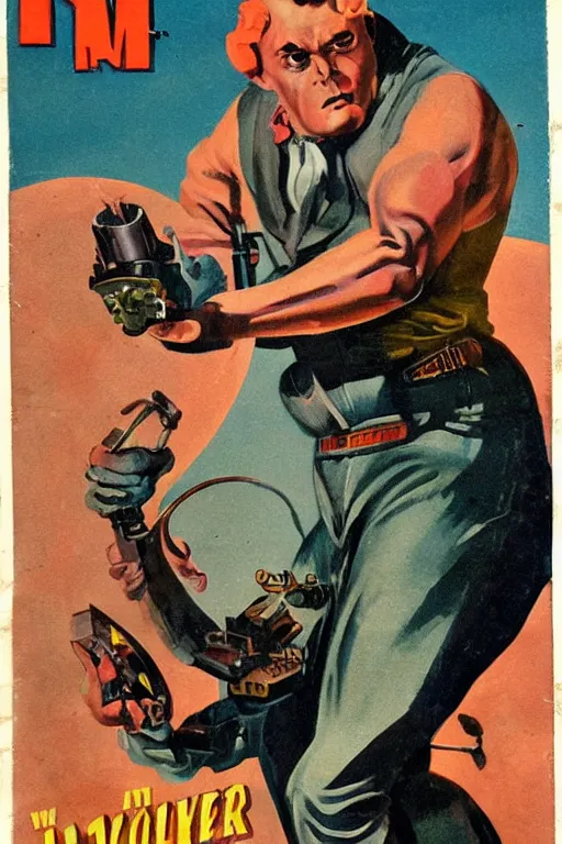 Image similar to 5 0 s pulp scifi fantasy illustration full body portrait monster wrecking laboratory, by earle bergey, edd cartier, howard v brown, frank r paul, astounding stories, amazing, fantasy, other worlds