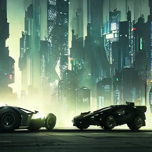 Image similar to cyberpunk city, cyberpunk car lamborgini counatch, blade runner style, visual by operator roger deakins, neill blomkamp, elysium, altered carbon style, extreamly detailed, ghost in the shell, by mamoru oshii