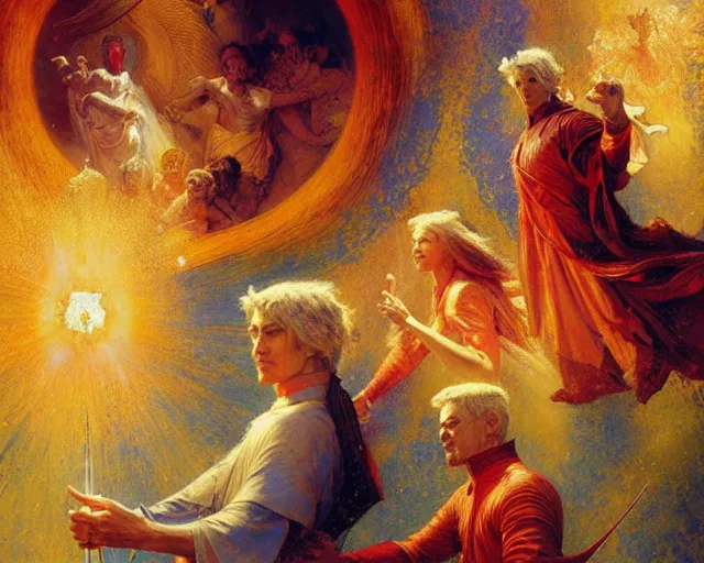 Image similar to the nine spheres of heaven from dante's divine comedy with lots of colours. highly detailed painting by gaston bussiere, craig mullins, j. c. leyendecker 8 k