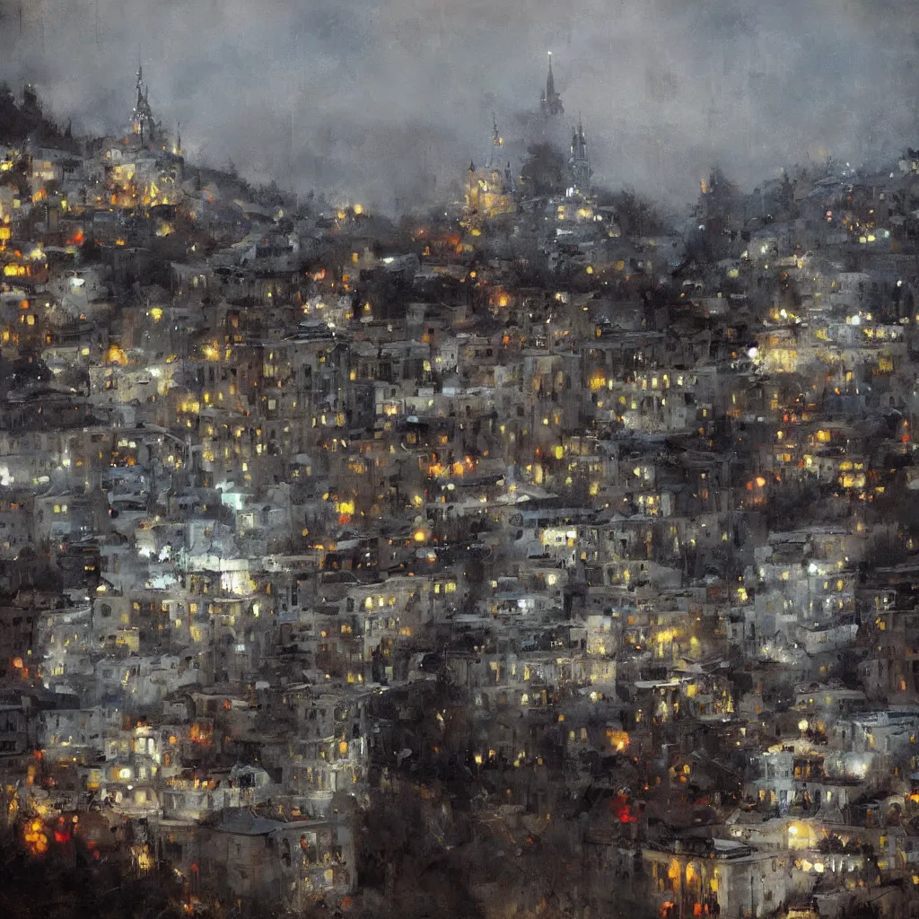 Image similar to tbilisi painted by jeremy mann