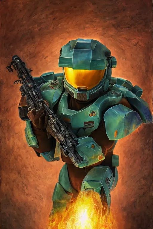 Image similar to still of scooby doo playing as master chief in scooby doo, oil on canvas, intricate, portrait, 8 k highly professionally detailed, hdr, cgsociety