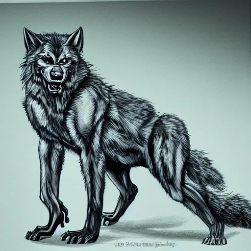 Image similar to pen line werewolf highly detailed crisp illustration art by ron spencer