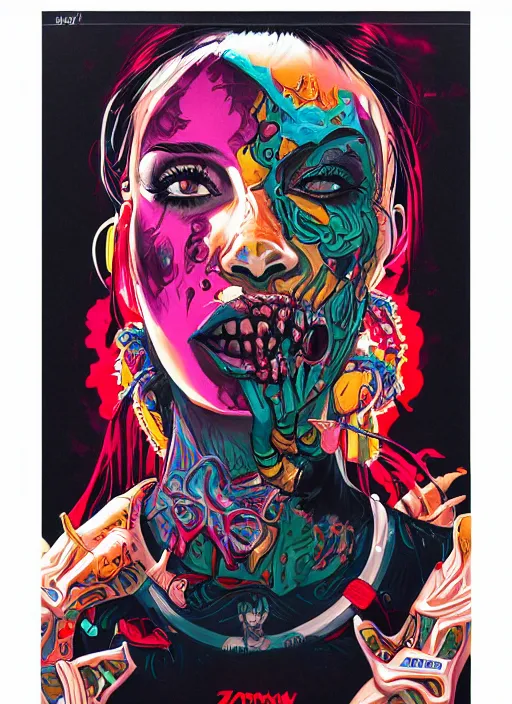 Image similar to zombie full body latina hiphop streetwear drip, tristan eaton, victo ngai, artgerm, rhads, ross draws