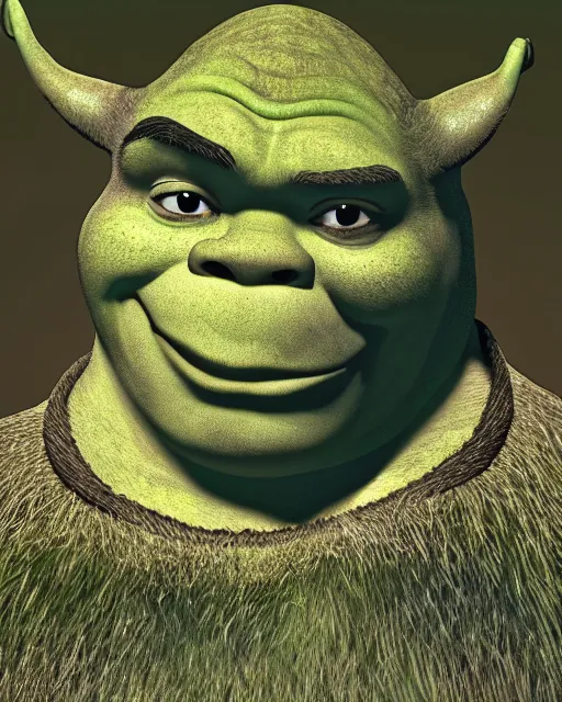 Prompt: trailcam flash photo of shrek