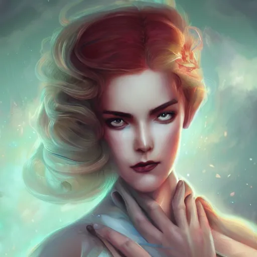 Image similar to a pinup by charlie bowater and anna dittmann.