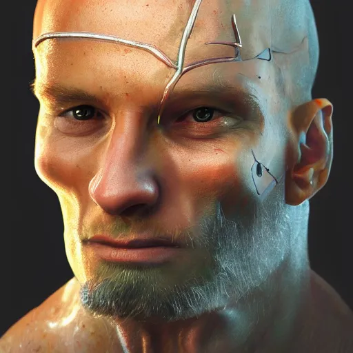 Image similar to realistic Portrait painting of Cyclope from X-MEN without eye, made by Michaelangelo, physical painting, Sharp focus,digital art, bright colors,fine art, trending on Artstation, unreal engine.