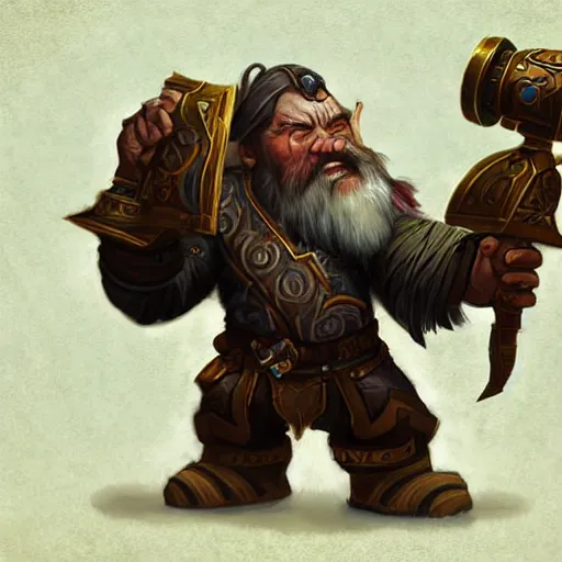 Image similar to A dwarf taking a self with a big camera, artwork by World of Warcraft Direction Art, detailed, dynamic, cinematic composition