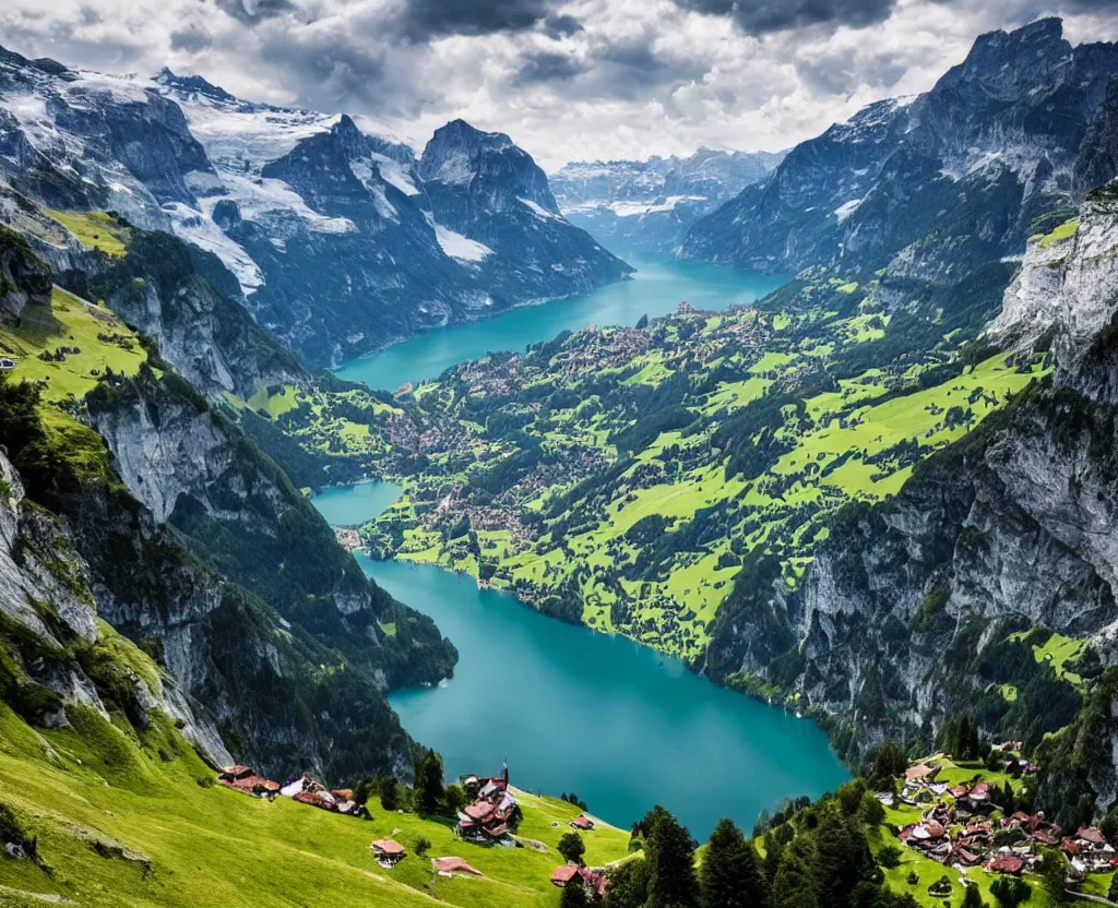 Image similar to Amazing Switzerland Landscape that are out of this world 8k