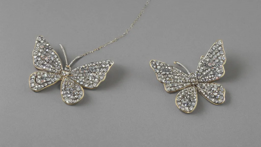 Prompt: Plique-a-jour jewlery of a butterfly