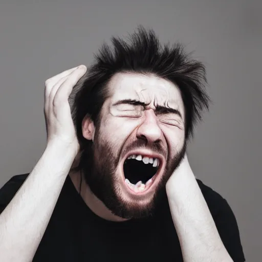 Prompt: photo of generic human face screaming in pain