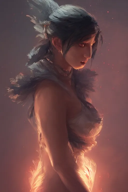 Image similar to a fancy portrait of an attractive women that is half dragon by Greg Rutkowski, Sung Choi, Mitchell Mohrhauser, Maciej Kuciara, Johnson Ting, Maxim Verehin, Peter Konig, final fantasy , mythical, 8k photorealistic, cinematic lighting, HD, high details, atmospheric,