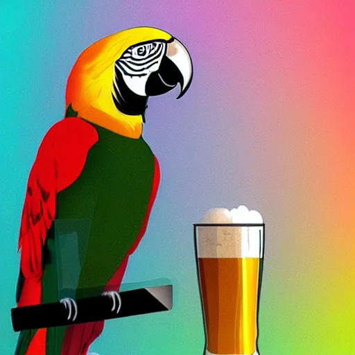 Prompt: a parrot is drinking beer in a spacebar, artstation