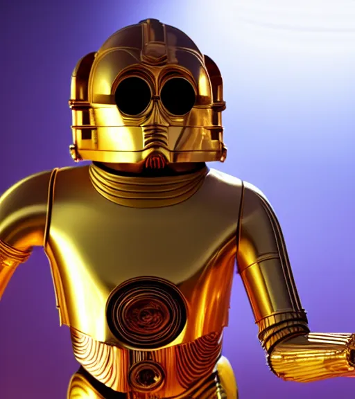 Image similar to c - 3 po as a hamster, movie still, star wars, cinematic, sharp focus, cinematic grain, cinematic lighting, 8 k