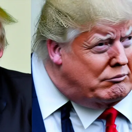 Image similar to a photo of boris johnson and donald trump trading nuclear codes