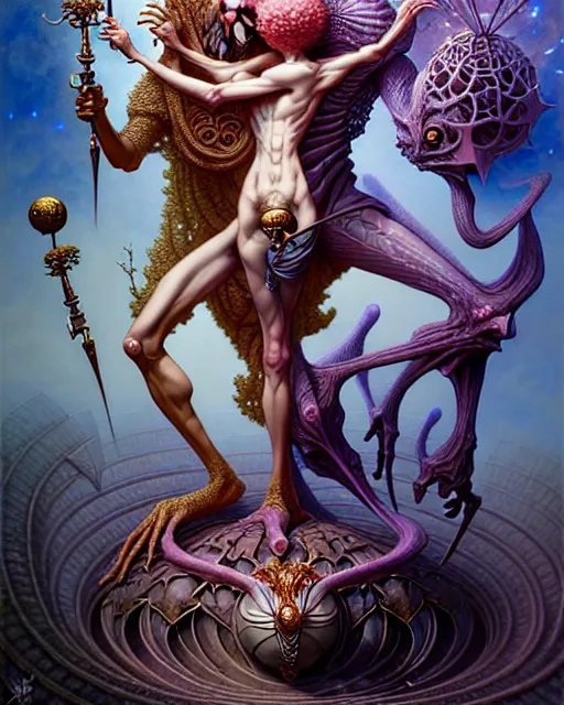 Image similar to the lovers tarot card, fantasy character portrait made of fractals, ultra realistic, wide angle, intricate details, the fifth element artifacts, highly detailed by peter mohrbacher, hajime sorayama, wayne barlowe, boris vallejo, aaron horkey, gaston bussiere, craig mullins