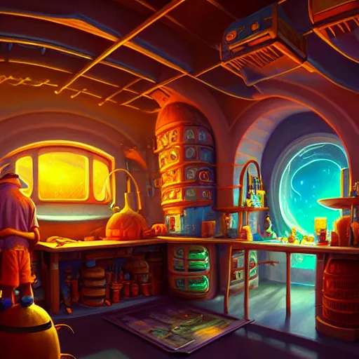 Image similar to beautiful detailed realistic illustration of a wizards laboratory, cinematic, rob gonsalves, paul lehr, john stephens, archan nair, anton fadeev, josan gonzalez, hi - fructose, artgerm, wlop, 8 k