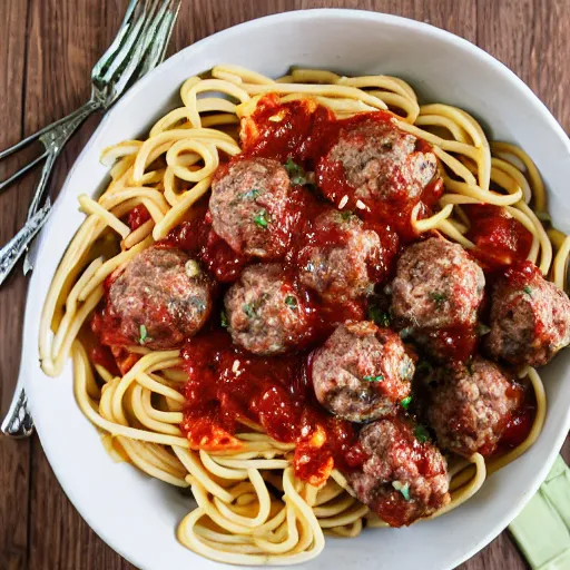 Image similar to dinosaurs in a bowl of spaghetti and meatballs