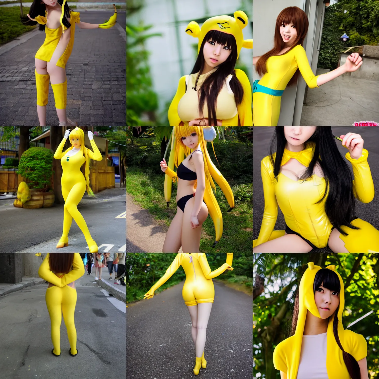 Prompt: anime girl in banana suit, トキトキ