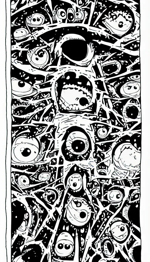 Prompt: a storm vortex made of many demonic eyes and teeth, by jhonen vasquez