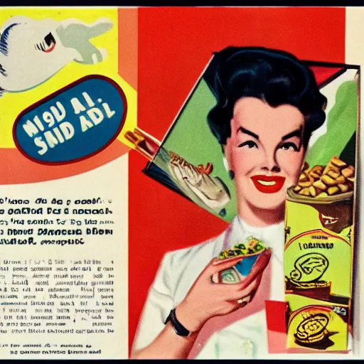 Image similar to a 1 9 5 0 s stylized advertisement for a snake themed cereal product, art, circa 1 9 5 0 s