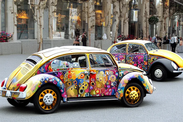 Image similar to gustav klimt vw beetle