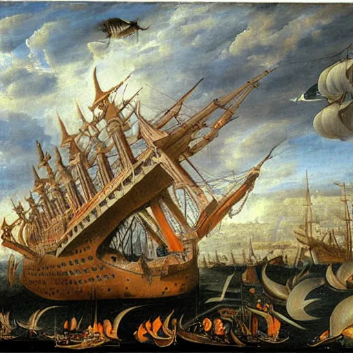Image similar to A giant squid destroying a cruise ship in the middle of the ocean, by Jan Steen