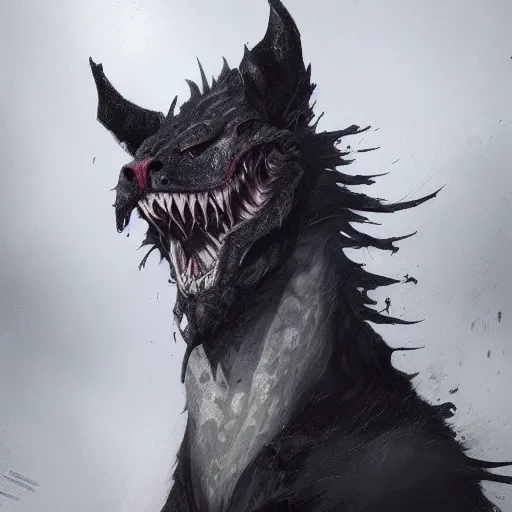 Image similar to Portrait furry ears snout collar neck paws Dragon ASPCA National Geographic Wikipedia Demiurge pet adoption quill splatterpaint rorschach 4k artstation unreal engine render greg rutkowski