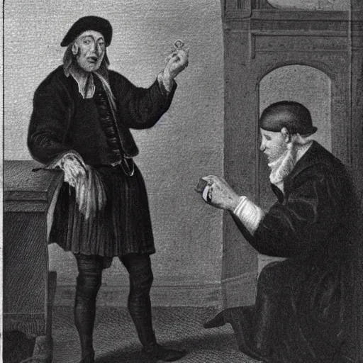 Prompt: A dutch man pointing at a ruler and crying, sobbing man, high resolution photo