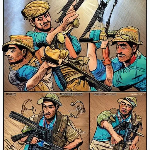 Prompt: kurdish peshmerga comic art by mike allred, highly detailed, award winning art