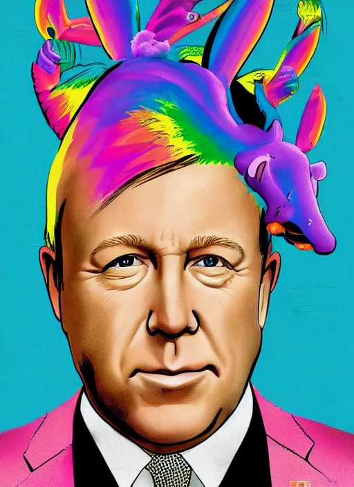 Prompt: alex jones by Zbigniew Brzezinski and lisa frank