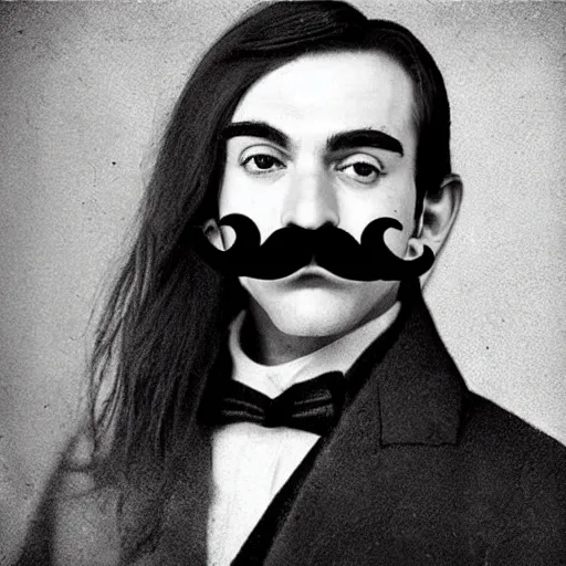 Image similar to famous portraits of people with funny mustaches added to them, works of art
