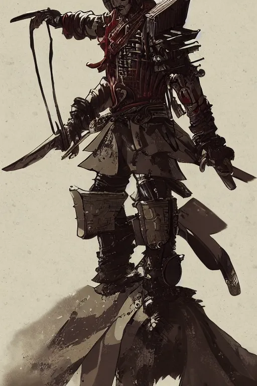 Image similar to an epic concept art of an anime samurai by the artist Arthur Gimaldinov Rendering a cyberpunk samurai, full of details, by Evan Lee and Jason Nguyen , art book, trending on artstation