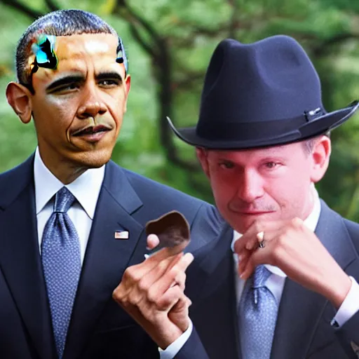 Prompt: obama wearing fedora