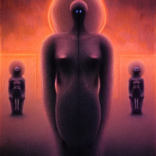 Image similar to the fantastic four by beksinski and tristan eaton, dark neon trimmed beautiful dystopian digital art