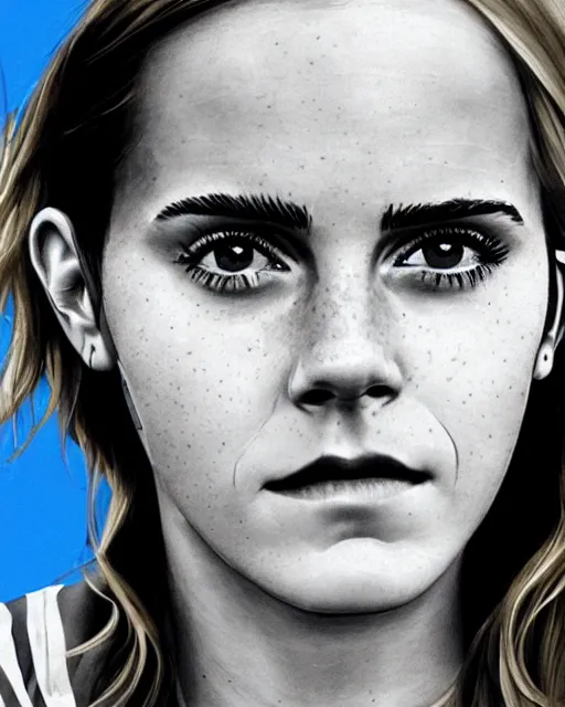 Image similar to a portrait of emma watson as a lokomotiv football player, hyper realistic